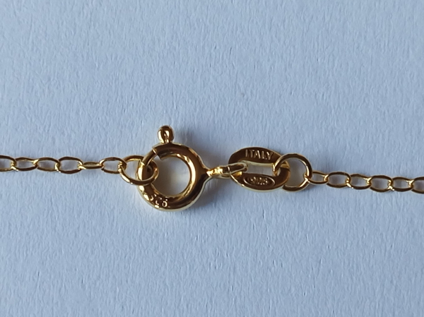 gold plated silver chain with 6 mm white zirconia pendant-anchor chain 45 cm---